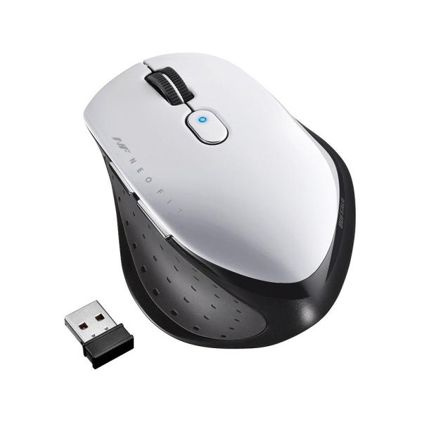 バッファロー BUFFALO 無線 BlueLED 5ボタン ネオフィットマウス Mサイズ ホワイト...