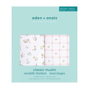 aden + anais エイデンアンドアネイ おくるみ フローラル 2枚セット 112×112cm モスリンコットン スワドル 新生児 夜泣き対策
