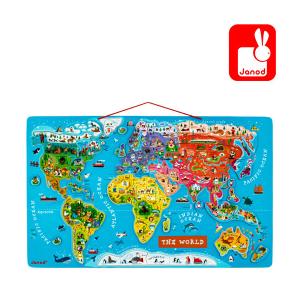Janod ジャノー マグネット ワールドマップパズル 92ピース 木製玩具 世界地図 英語教材 知育玩具 J05504 Magnet-Puzzle ワールドマップ パズル 食品検査済み