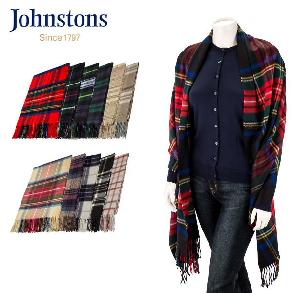 【並行輸入品】 ジョンストンズ Johnstons カシミア チェック マフラー ストール 大判スト...
