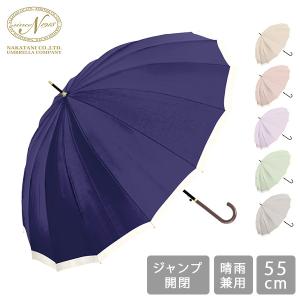 お盆も休まず配送 傘 雨傘 日傘 長傘 晴雨兼用 レディース ジャンプ開閉 55cm 7350320 16本骨バイカラー 株式会社中谷