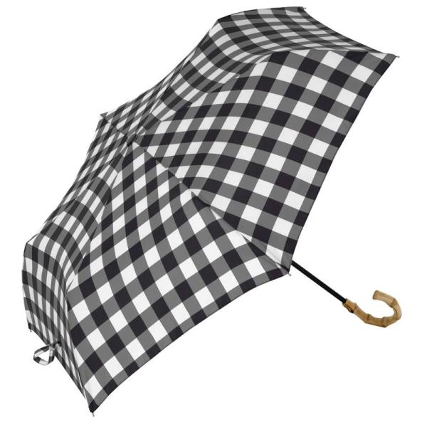 ビコーズ ギンガムチェック トートバッグ ミニブラック 黒 チェック柄 バンブー 竹 持ち手 傘 レ...