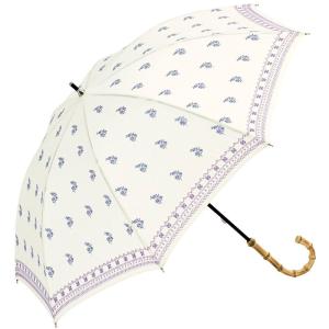 ビコーズ プロヴァンス刺繍 ホワイト 白色 傘 レディース 長傘 雨傘 日傘 UVカット 遮光 晴雨兼用 大きい 丈夫 手開きタイプの商品画像