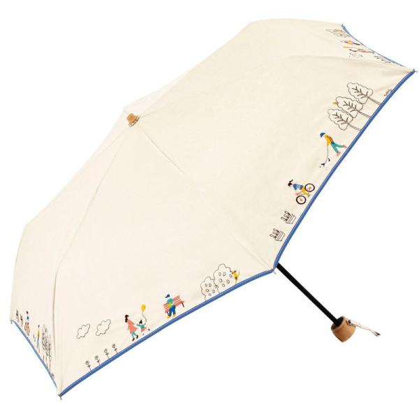 ビコーズ PUインザパーク ミニ アイボリー 白 ホワイト系 傘 レディース 折傘 折りたたみ傘 雨...