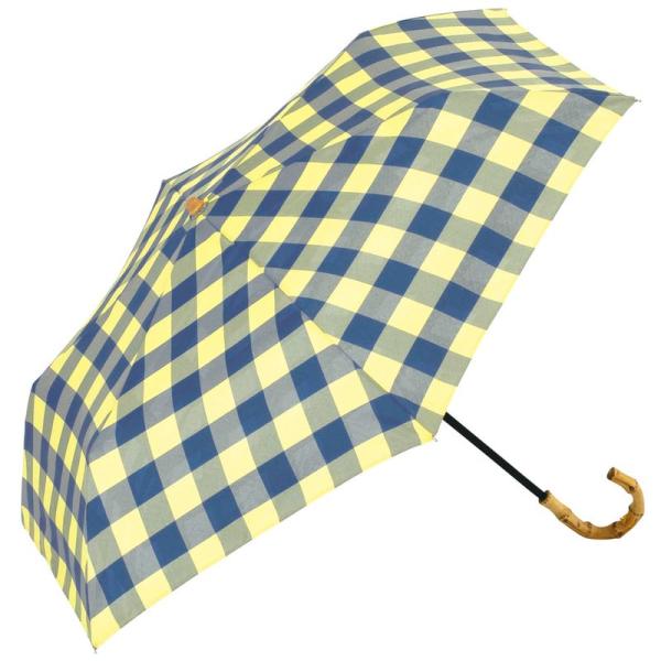 ビコーズ パラソル 折りたたみ傘 チェック トートバッグ ミニ イエロー 黄色 バンブー 竹 持ち手...