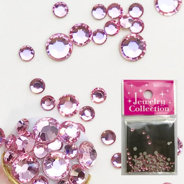 ビューティーネイラー ジュエリーコレクション 3サイズMIX ライトローズ 140pcs ガラススト...