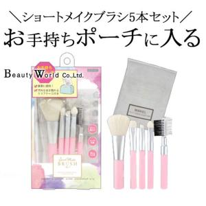 ショートメイクブラシ5本セット コンパクト 持ち運び ポーチに入る