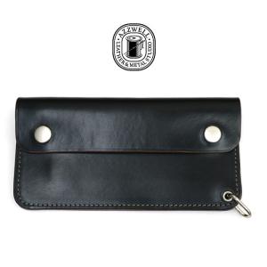 AZZWELL 別注トラッカー ホーウィンクロムエクセル トラッカーウォレット HORWEEN CHROMEXCEL ブラック(茶芯) 牛革 ロングウォレット 長財布 日本製 アズウェル