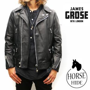 JAMES GROSE NEW MANILA JACKET 【HORSE】【ブラック】 ジェームスグロース ニューマニラジャケット 馬革 メンズ ロンジャン 英国製