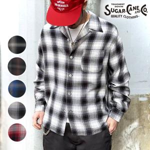 SC29120 SC29263  RAYON OMBRE CHECK OPEN SHIRT SUGAR CANE シュガーケーン オンブレーチェックオープンシャツ レーヨン チェック シャツ｜gmmstore