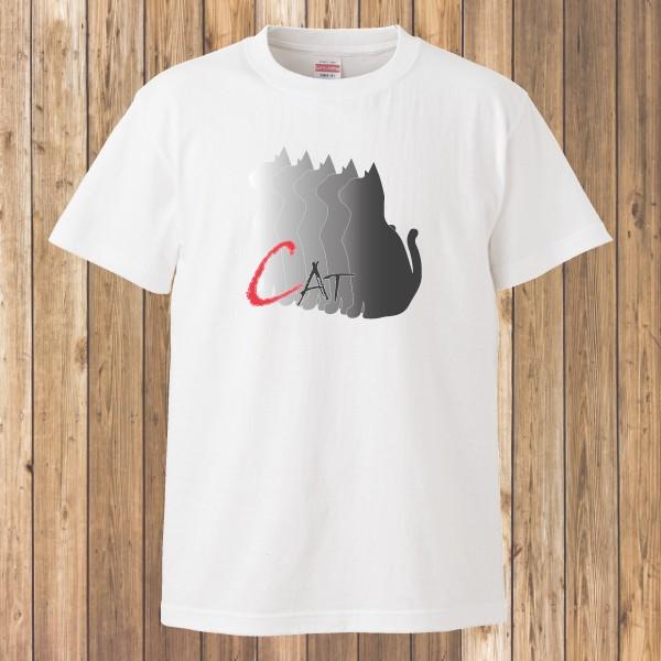 Tシャツ 半袖 メンズ レディース キッズ 猫 ネコ ねこ ネコシルエット 猫雑貨 ホワイト