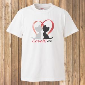 Tシャツ 半袖 メンズ レディース キッズ 猫 ネコ ねこ ラブキャット 猫雑貨 ホワイト かわいい｜gmsfactory