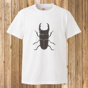 Tシャツ 半袖 メンズ レディース キッズ 昆虫13 クワガタ ホワイト｜gmsfactory