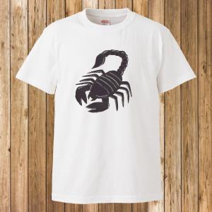 Tシャツ 半袖 メンズ レディース キッズ 昆虫15 サソリ ホワイト｜gmsfactory