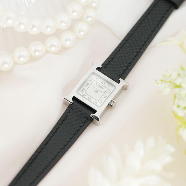 エルメス Hウォッチ ミニ 21mm ノワール シルバー HH1.110 付属品完品【未使用品】