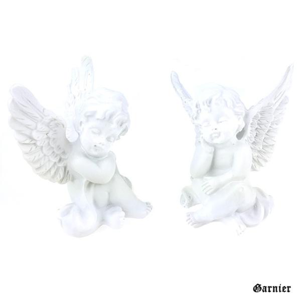 天使 エンジェル 2体セット ホワイト 置物 オブジェ オーナメント アンティーク調 ロココ調 装飾...