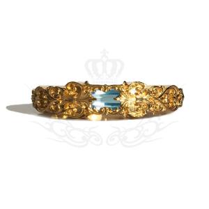 GnB 22金 フローラル フルール リング w/アクアマリン 22k Ring Floral Fleur Engraved Gold917｜gnb-garnier