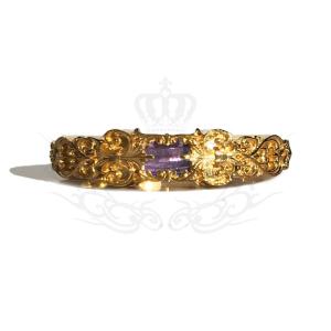 GnB 22金 フローラル フルール リング w/ヴァイオレットサファイア 22k Ring Floral Fleur Engraved Gold917｜gnb-garnier