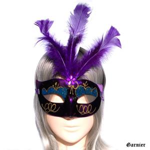 光る ベネチアンマスク 仮面 舞踏会 紫 アイマスク