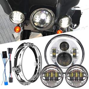 オートバイ 7インチLEDヘッドライト 4.5インチフォグパッシングライト