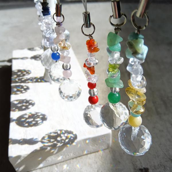 サンキャッチャー 幸運を呼ぶインテリア ストラップチャーム パワーストーン サンキャッチャー 天然石...