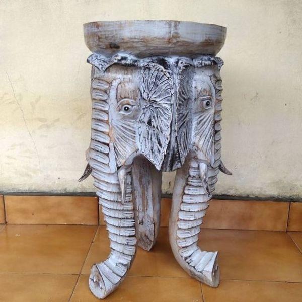 スツール おしゃれ 木彫り 象 ゾウ プランター サイドテーブル オブジェ  アジアン エスニック