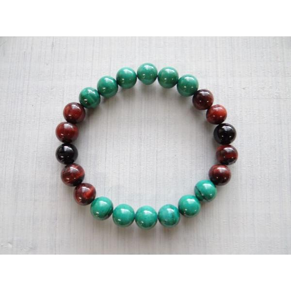ブレスレット 天然石 パワーストーン おしゃれ アクセサリー 8mm マラカイト レッドタイガーアイ...
