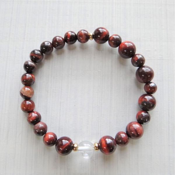 ブレスレット 天然石 パワーストーン おしゃれ レッドタイガーアイ 虎目 クリスタル 8mm 6mm...