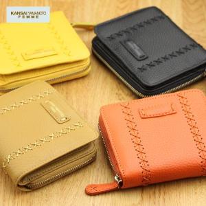 二つ折り財布 レディース 山本寛斎 KANSAI YAMAMOTO カンサイヤマモト 本革 ラウンドファスナー 誕生日 プレゼント 女性 ギフト 30代 40代 50代 春財布