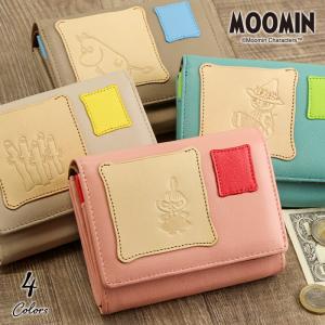 MOOMIN ムーミン 二つ折り財布 本革 レディース 財布 かぶせ 革 ムーミン グッズ スナフキン ミイ リトルミイ ニョロニョロ PATCHWORK パッチワーク