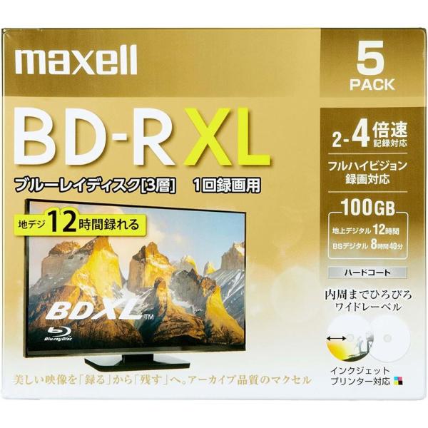 maxell 録画用BD-R XL 100GB BRV100WPE.5S | 録画用BD-R ブルー...