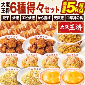 合計5kg超 大阪王将得々6種セット 天津飯 唐揚げ から揚げ 羽根付き餃子 炒飯 チャーハン えび塩チャーハン 焼き飯 中華丼の具 福袋 送料無料
