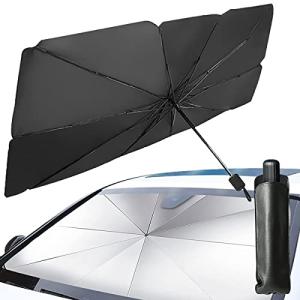 サンシェード 車 2023年最新 フロント 日除け 傘型 パラソル フロントガラス 遮光 遮熱 折りたたみ UV 10本傘骨 (Mサイズ)｜goda-shoten