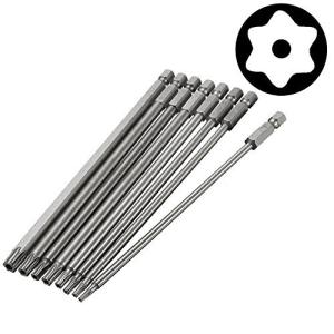 Bestgle 8ピース トルクスドライバー トルクス星ネジ用ビットセット 150mm 六角軸 6.35mm T8-T40 ドリル ビット工具
