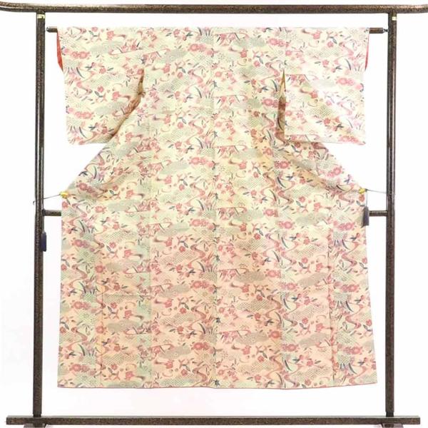 小紋 身丈151cm 裄62cm 前幅22.5cm 後幅28cm 袖丈50cm レディース 袷 花柄...