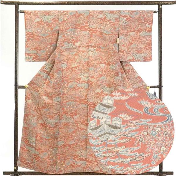 小紋 身丈160cm 裄62cm 前幅23.5cm 後幅30cm 袖丈50cm レディース 袷 笹 ...