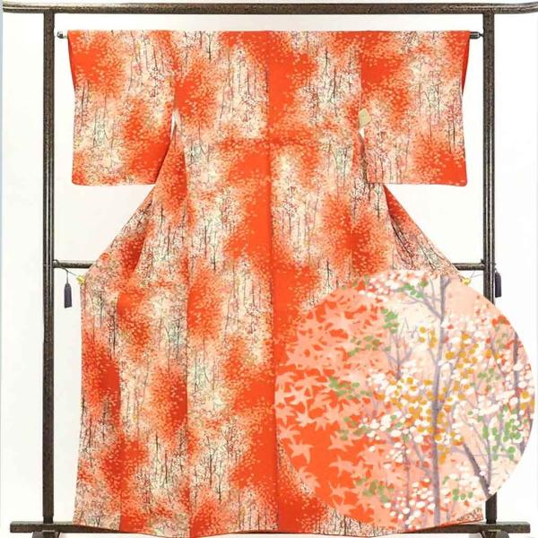 小紋 身丈164cm 裄63cm 前幅22.5cm 後幅28cm 袖丈50cm レディース 袷 木立...