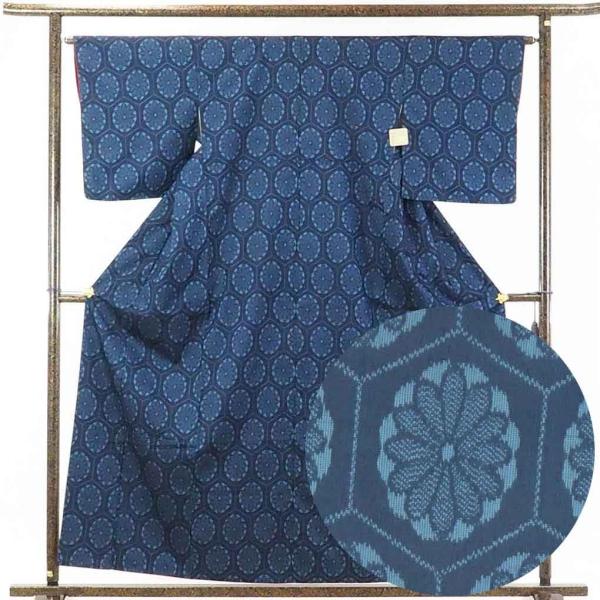 紬 身丈159cm 裄65cm 前幅23.5cm 後幅29cm 袖丈50cm レディース 袷 菊 裄...
