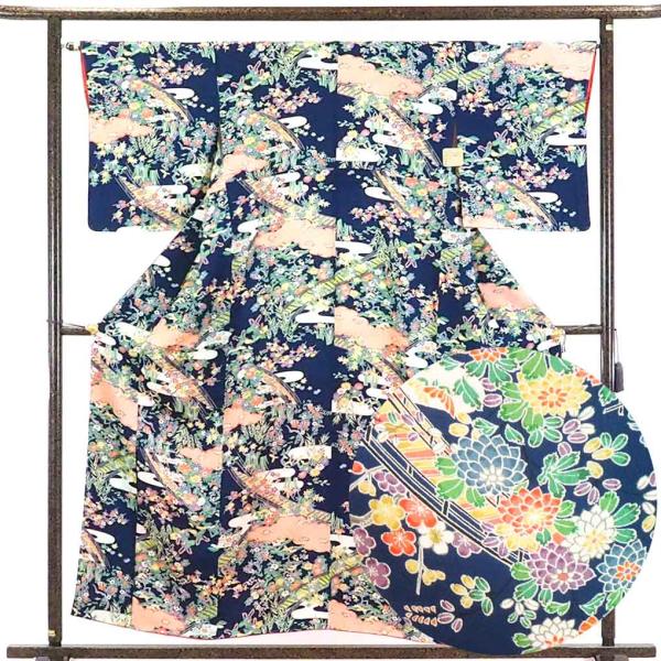 小紋 身丈157cm 裄65cm 前幅22cm 後幅29.5cm 袖丈50cm レディース 袷 花柄...