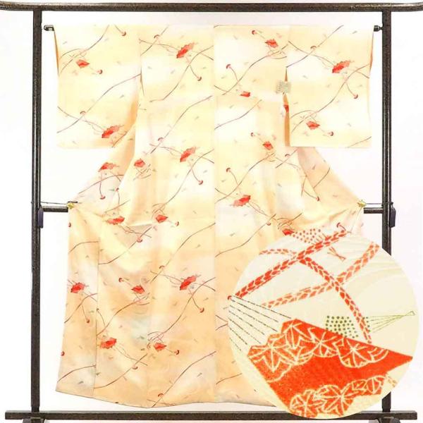 小紋 身丈156cm 裄64cm 前幅22.5cm 後幅28cm 袖丈50cm レディース 袷 扇面...