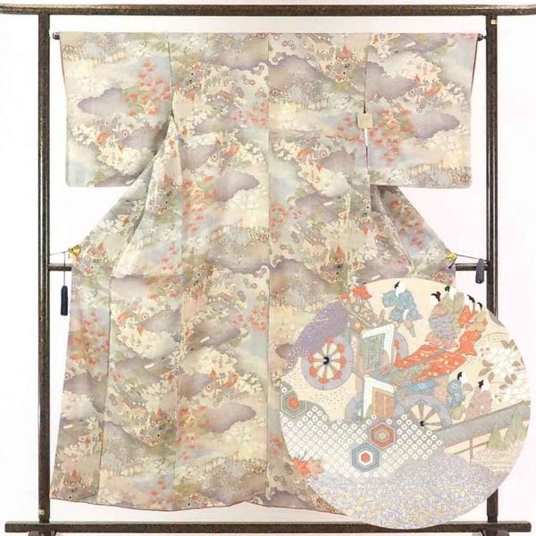 小紋 身丈157cm 裄65cm 前幅24cm 後幅30cm 袖丈50cm レディース 袷  裄Mサ...