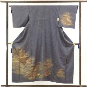 訪問着 身丈161cm 裄64cm レディース 袷 風景画 裄Mサイズ 秋冬春用