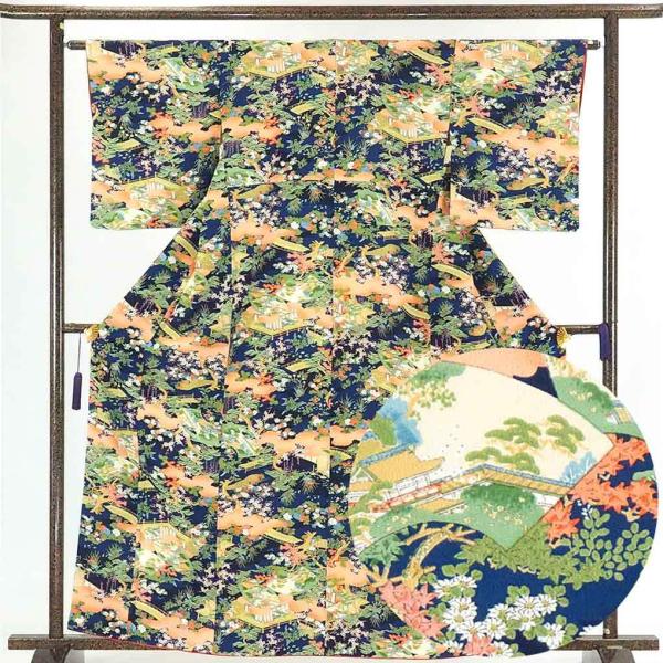 小紋 身丈163cm 裄63cm 前幅22.5cm 後幅30cm 袖丈50cm レディース 袷 四季...