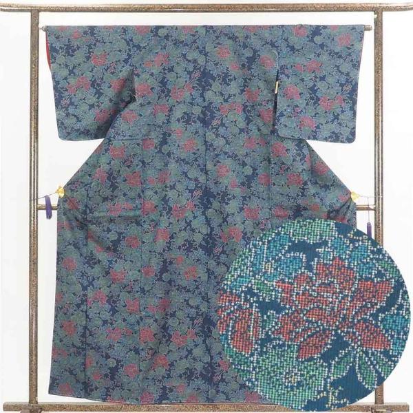 紬 身丈160cm 裄65cm 前幅22.5cm 後幅29cm 袖丈50cm レディース 袷 花柄 ...