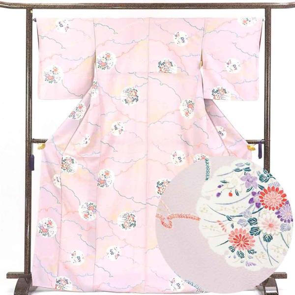 小紋 身丈171cm 裄66cm 前幅22.5cm 後幅30cm 袖丈50cm レディース 袷 雪輪...