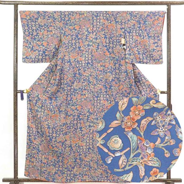 小紋 身丈160cm 裄66cm 前幅23cm 後幅27.5cm 袖丈50cm レディース 袷 花柄...