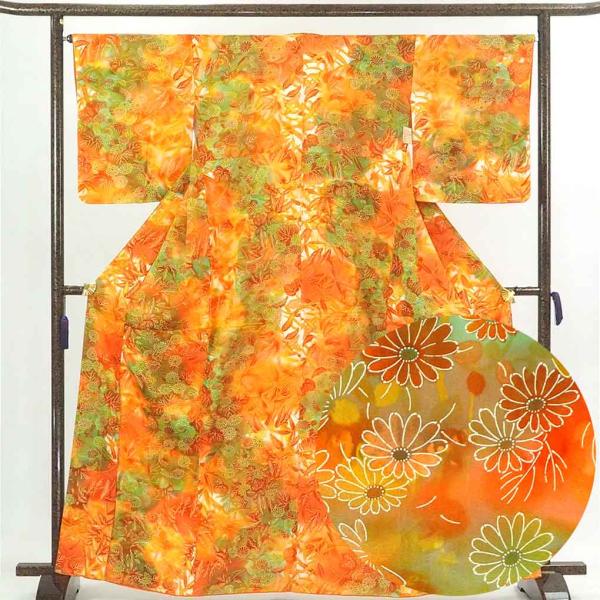 小紋 着物 身丈166cm 裄66cm 前幅26.5cm 後幅30.5cm 袖丈50cm レディース...