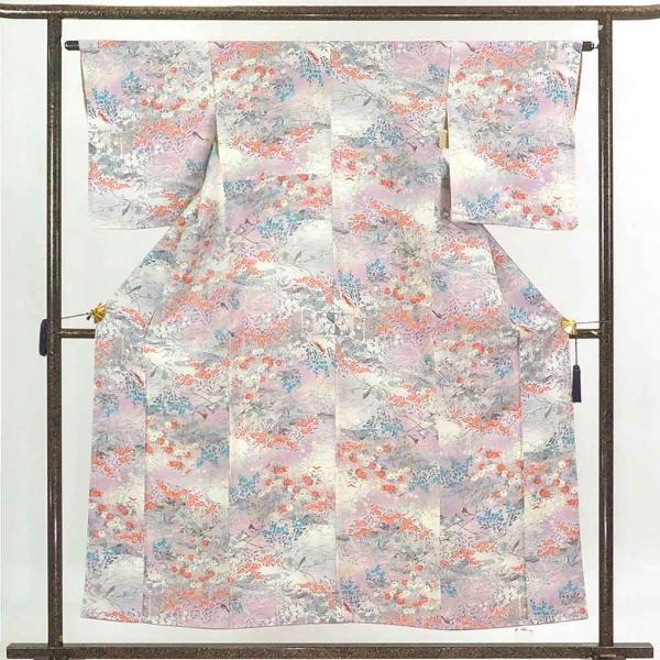 小紋 身丈155cm 裄64cm 前幅22.5cm 後幅29cm 袖丈50cm レディース 袷 花柄...
