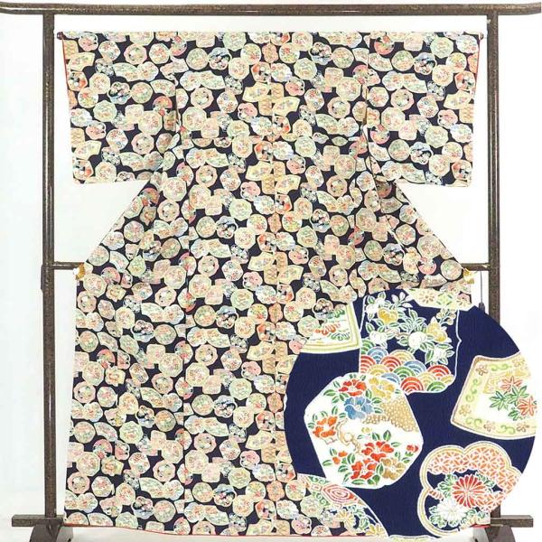 小紋 リサイクル 身丈166cm 裄66cm 前幅24cm 後幅29.5cm 袖丈50cm レディー...