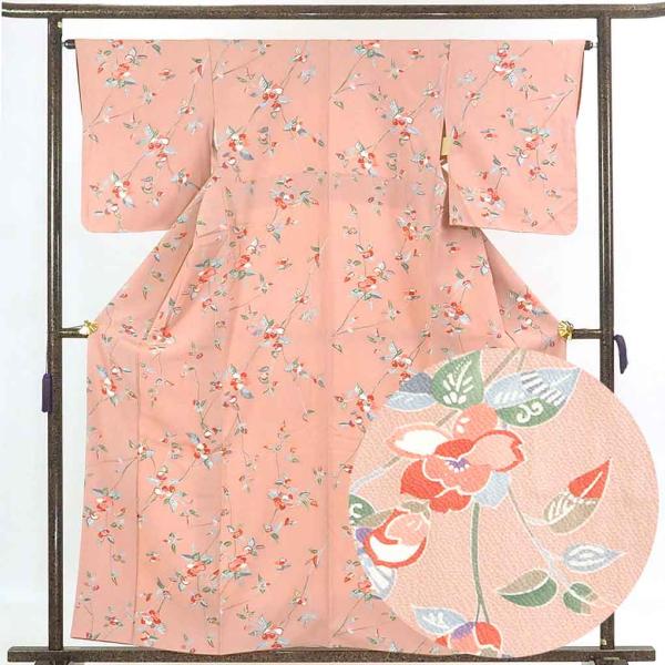 小紋 身丈159cm 裄64cm 前幅23cm 後幅28.5cm 袖丈50cm レディース 袷 花柄...